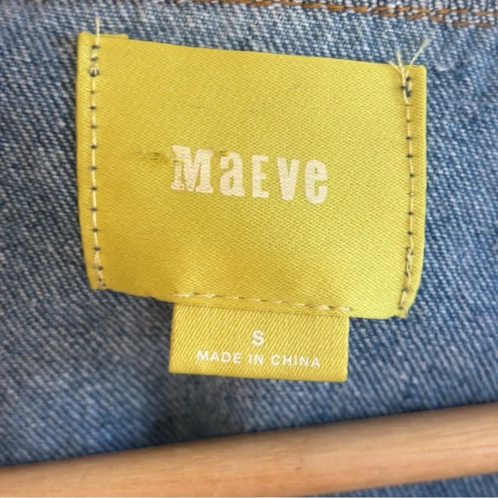 Anthropologie Maeve Denim Mini Shift Dress Country Lace Up Shoulders Women’s S - Picture 7 of 10